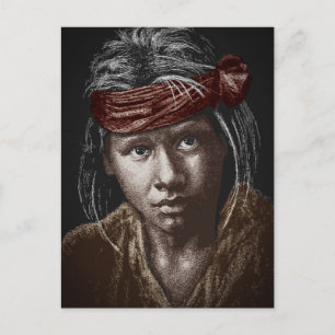 Native American Boy my 2004 drawing postcard