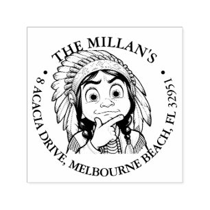 Native American boy Shocked theme Self-inking Stamp