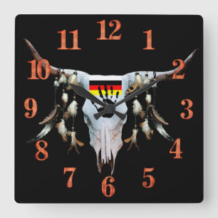Native American Cattle Head Wall Clock