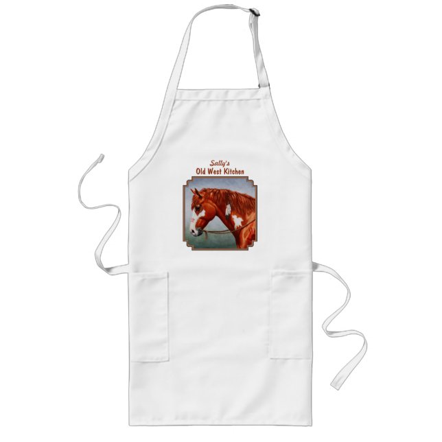 Native American Chestnut Pinto War Horse Long Apron (Front)