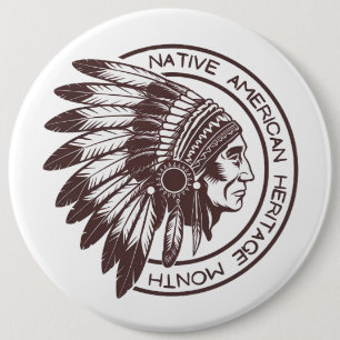 Native American Chief  6 Cm Round Badge