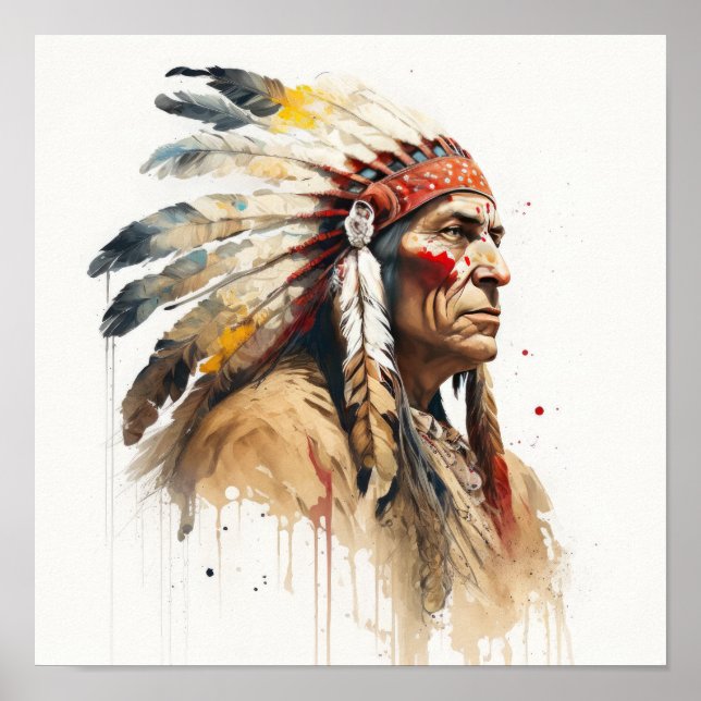 Native American Chief Art Print Poster (Front)