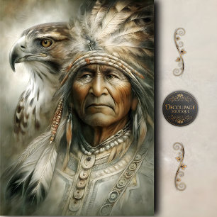 Native American Chief & Eagle Decoupage Tissue Paper