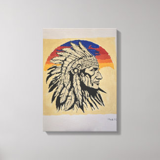 Native American Chief Hand Painted by Mark Elsen Canvas Print