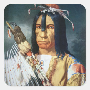 Native American Chief of the Cree people of Canada Square Sticker