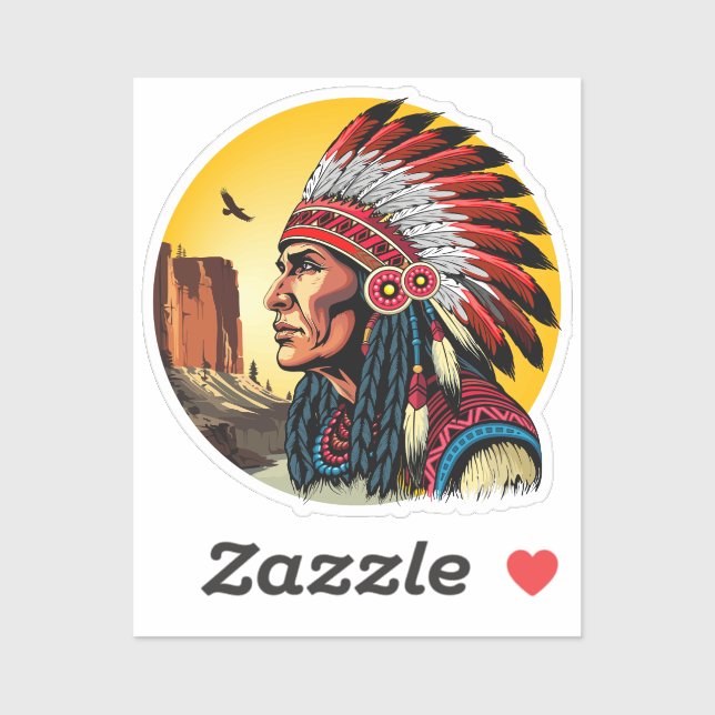 Native American Chief on wild Landscape Sunset (Sheet)