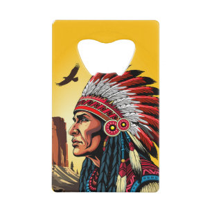 Native American Chief on wild Landscape Sunset