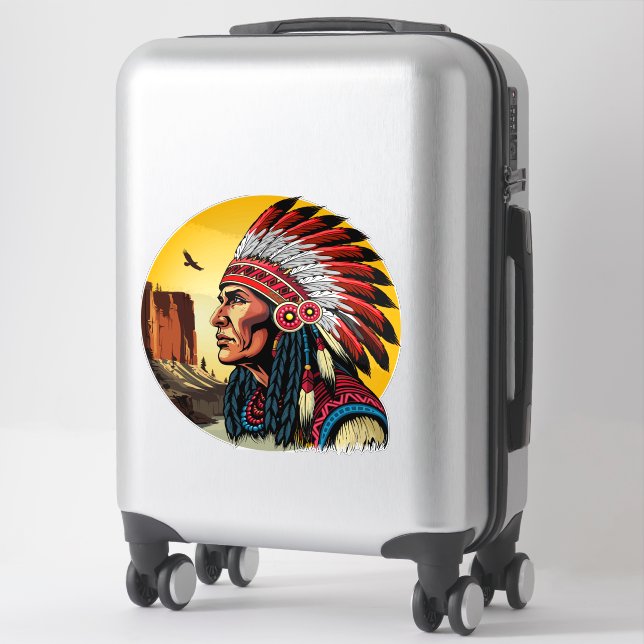 Native American Chief on wild Landscape Sunset (Suitcase)