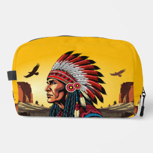 Native American Chief on wild Landscape Sunset Dopp Kit
