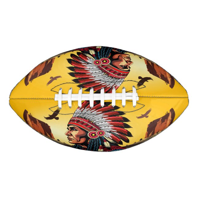 Native American Chief on wild Landscape Sunset Football (Front)
