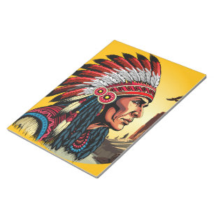 Native American Chief on wild Landscape Sunset Notepad