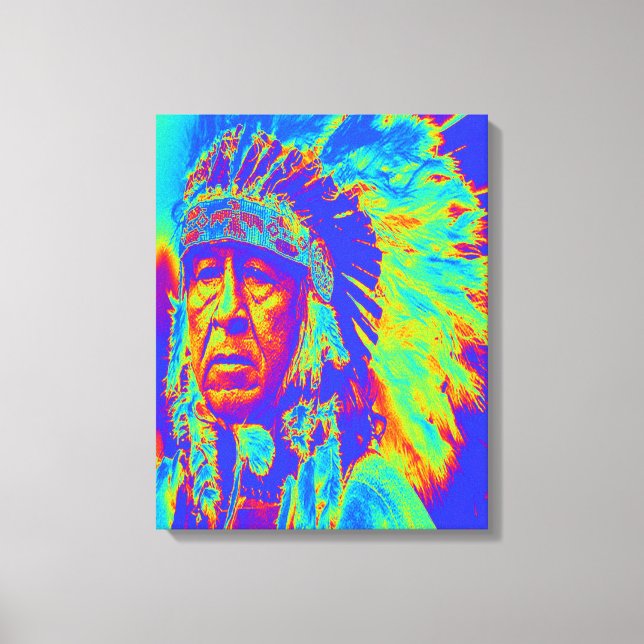 Native American Chief Pop Art Canvas Print (Front)