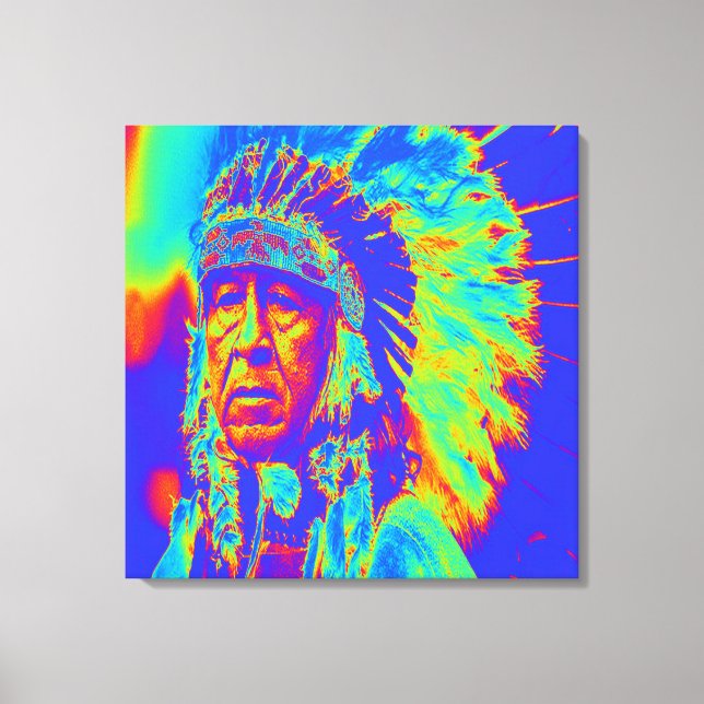 Native American Chief Pop Art Canvas Print (Front)