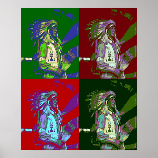 Native American Chief Pop Art Poster (Front)