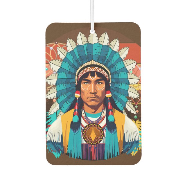 Native American Chief Powerful Portrait Car Air Freshener (Front)