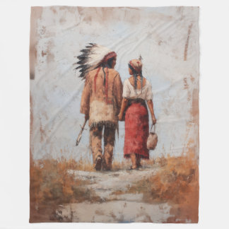 Native American Couple Throw Blanket