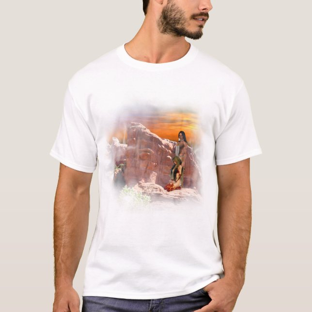 Native American Couple Vignette T-Shirt (Front)