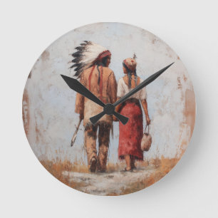 Native American Couple Wall Clock