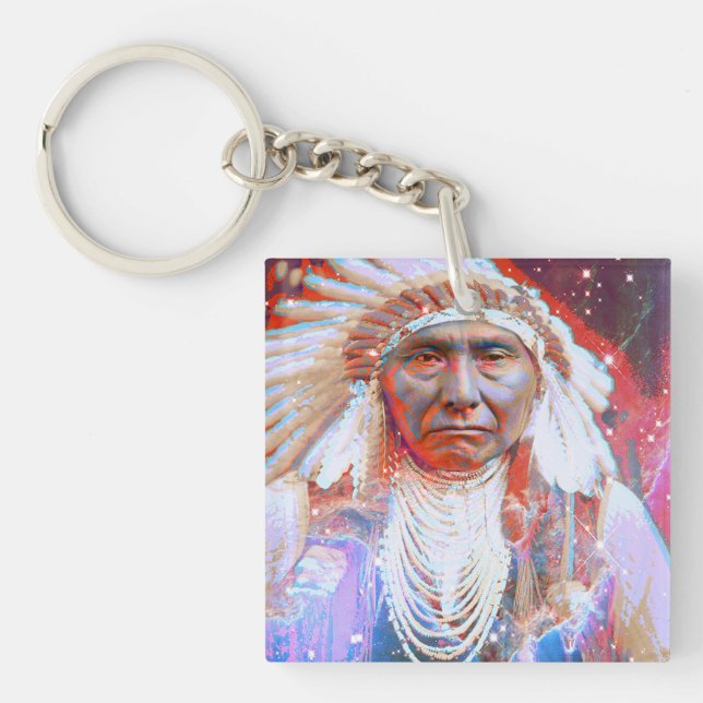 Native American  Crazy Horse Key Ring (Front)