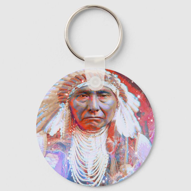 Native American  Crazy Horse Key Ring (Front)