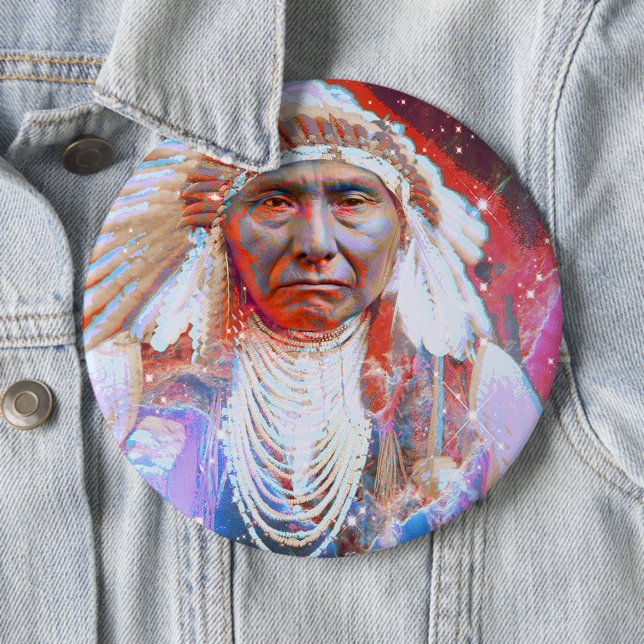 Native American  Crazy Horse Pinback Button (In Situ)