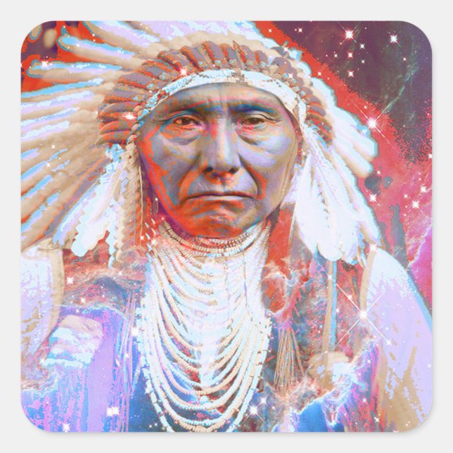 Native American Crazy Horse Square Sticker (Front)