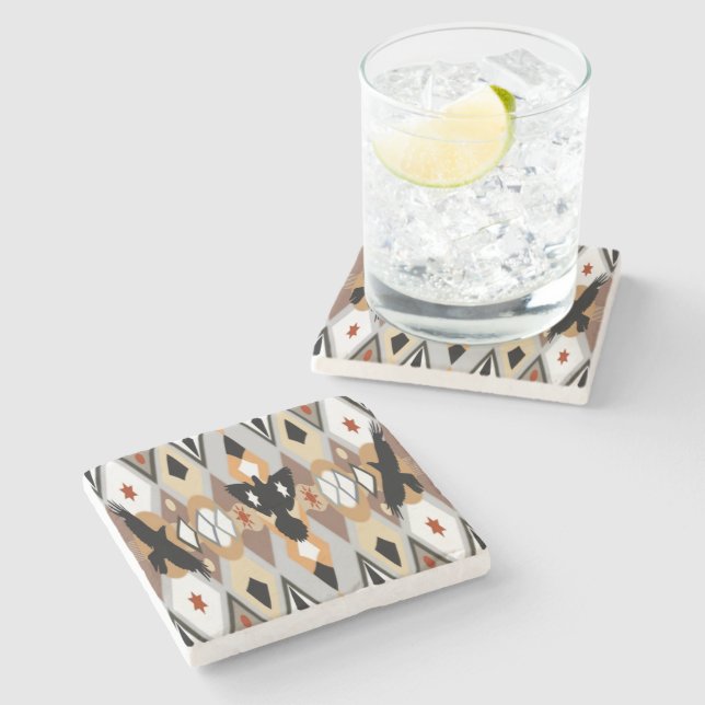 Native American Crow Stone Coaster (Side)
