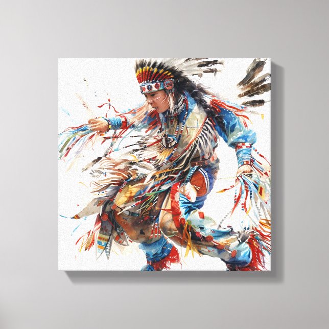 Native American Dancer Stretched Canvas Print (Front)
