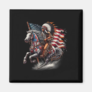 Native American Day Flag Indian Riding Horse 4th O Magnet