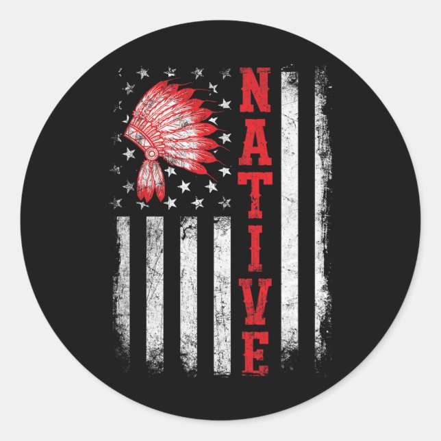 Native - American Day Usa Flag Cherokee Indigenous Classic Round Sticker (Front)