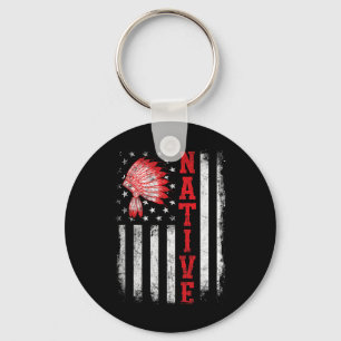 Native - American Day Usa Flag Cherokee Indigenous Key Ring