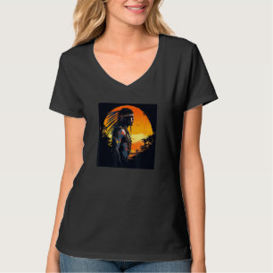 Native American Day Warrior Sunset Retro For Boys T-Shirt