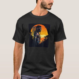 Native American Day Warrior Sunset Retro For Boys  T-Shirt