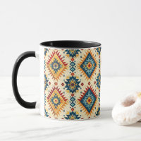 Native American Design-Shades of Blue Rust Orange