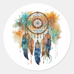NATIVE AMERICAN DREAM CATCHER CLASSIC ROUND STICKER