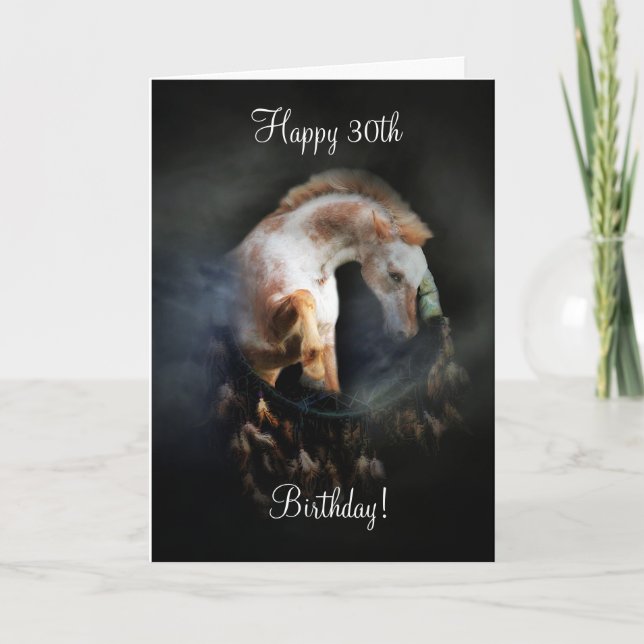 Native American Dream Catcher & Horse 30th Bday Card (Front)