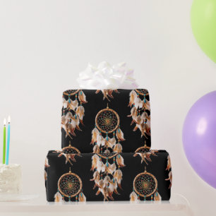Native American Dreamcatcher Art Magical Feathers Wrapping Paper