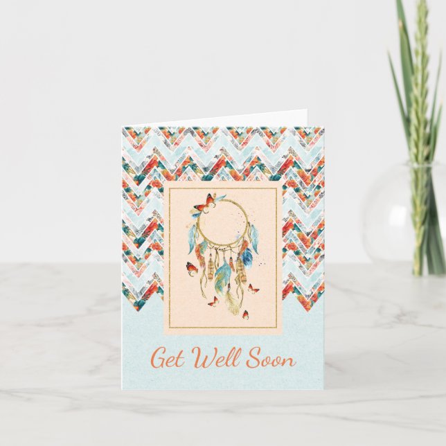 Native American Dreamcatcher Get Well Soon Card (Front)