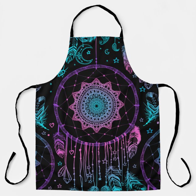 Native American Dreamcatcher Moon Pattern Apron (Front)