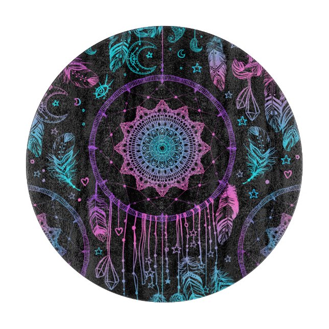 Native American Dreamcatcher Moon Pattern Cutting Board (Front)