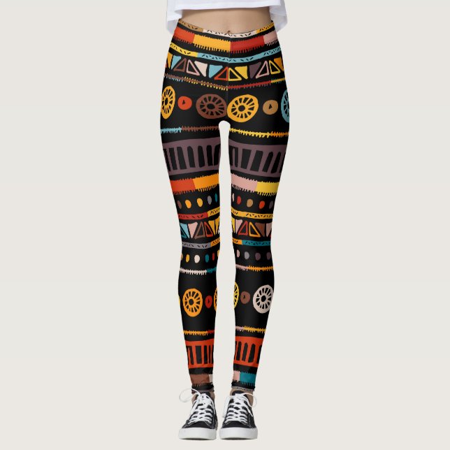 Native American Essence: Ethnic Vintage Leggings (Front)