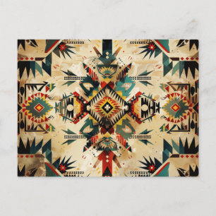 Native American Ethnic Art Tribe Pattern Vintage Postcard