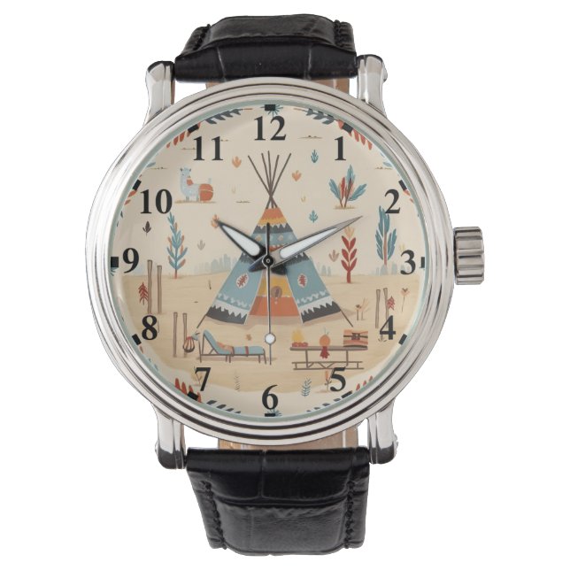 Native American Ethnic Art Tribe Vintage Watch (Front)