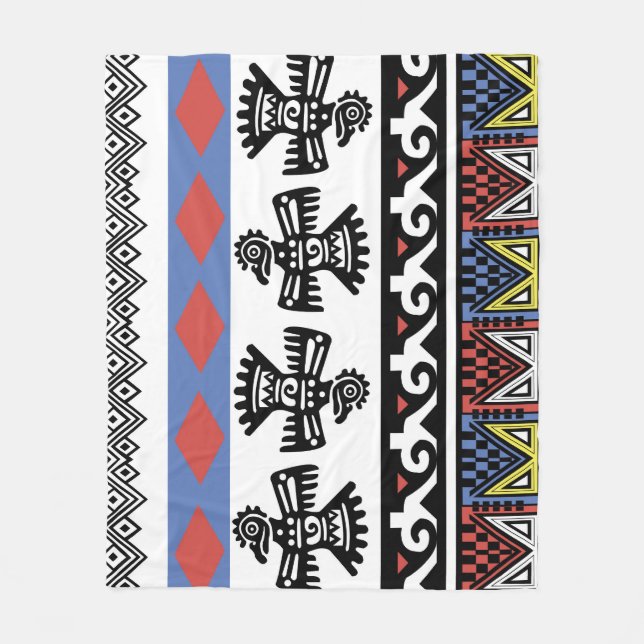 Native American Ethnic Illustration Fleece Blanket (Front)