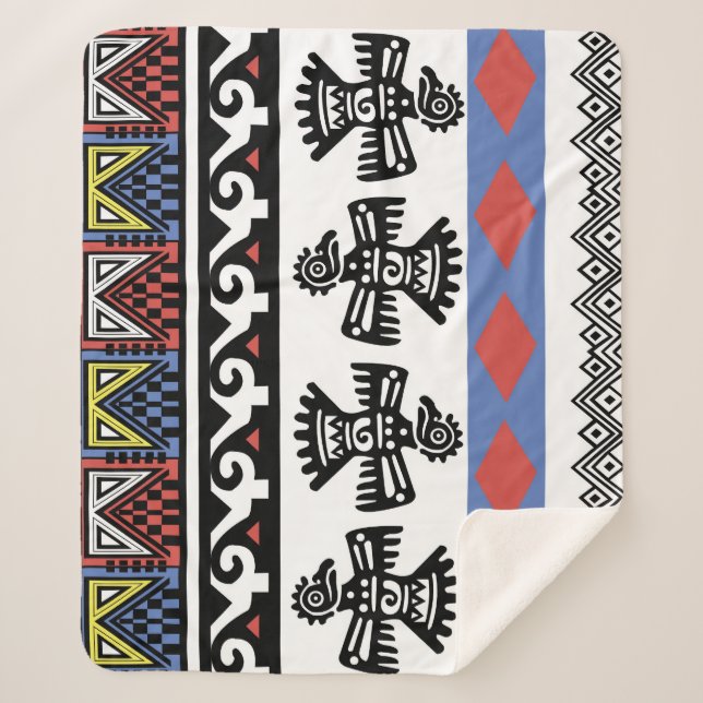 Native American Ethnic Illustration Sherpa Blanket (Front)