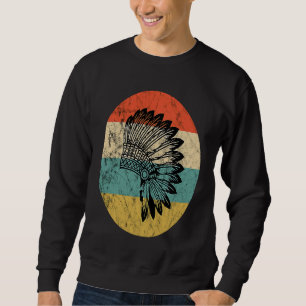 Native American Feather Headdress Vintage Retro Su Sweatshirt