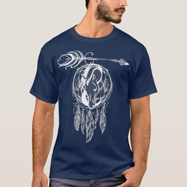 Native American Filigree Horse Dreamcatcher 2 T-Shirt (Front)