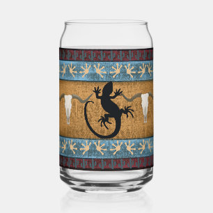 Native American Gecko Lizard Can Glass