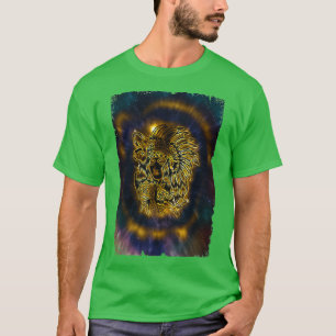 Native American Girl Galaxy Howling Wolf  T-Shirt
