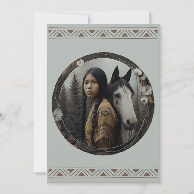 Native American Girl Horse Invitations (Front)